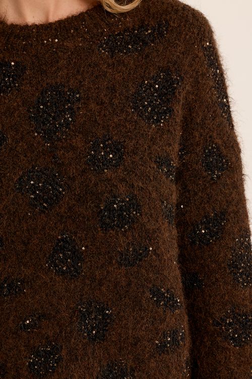Iridescent knit leopard sweater