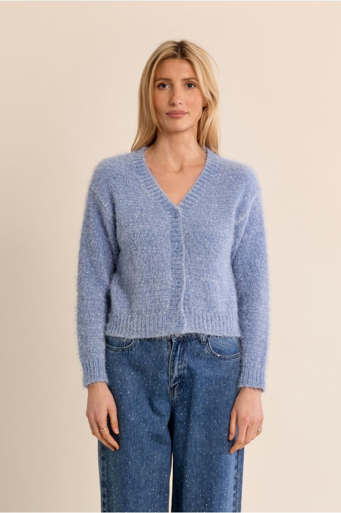 Plain knit crop cardigan
