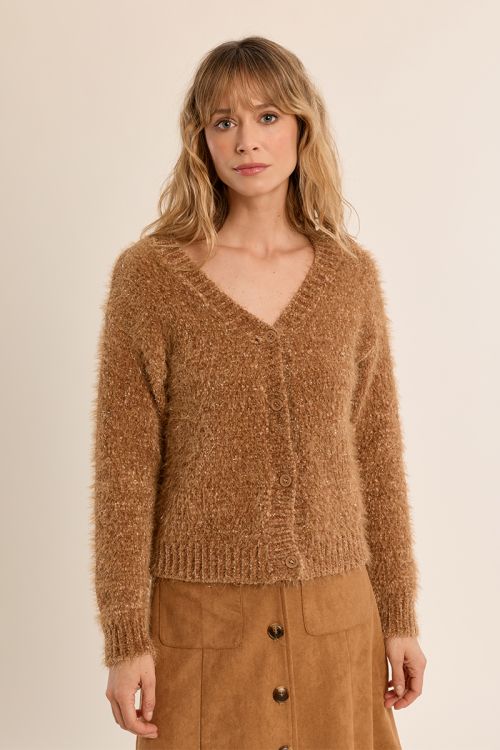 Cardigan crop en maille unie