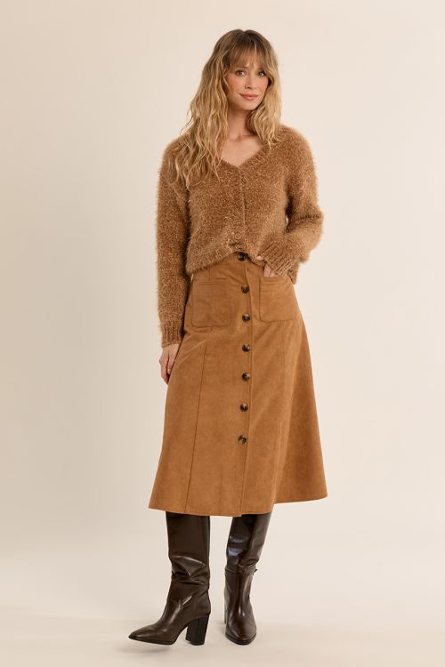 Plain knit crop cardigan
