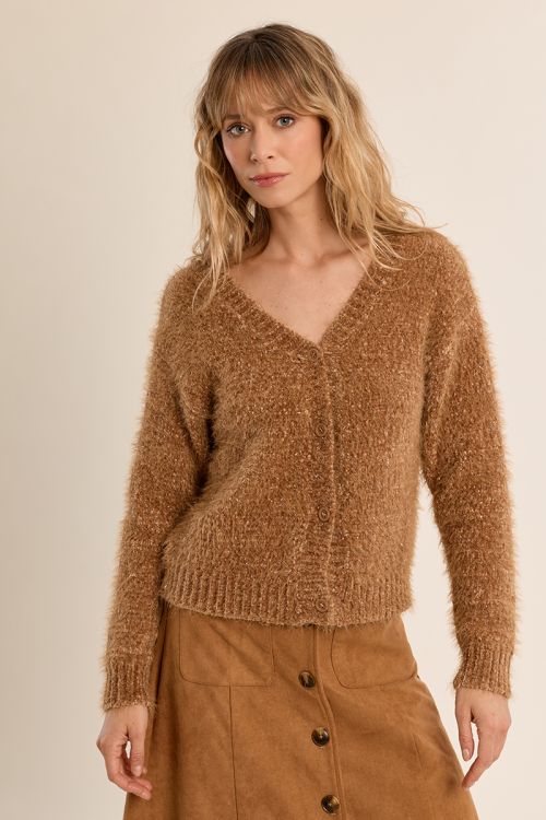 Cardigan crop en maille unie