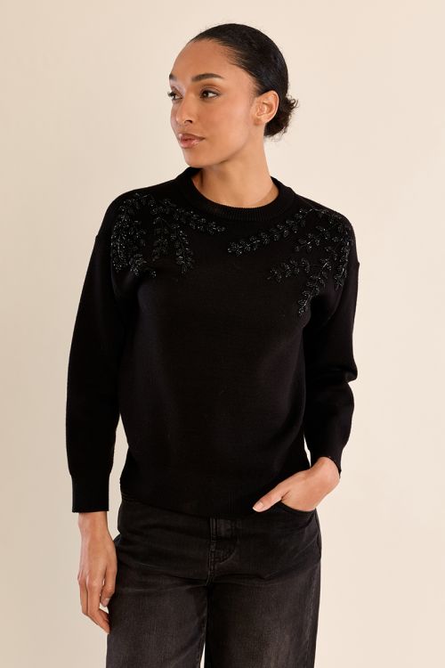 Maglione a girocollo decorato con perle - Molly Bracken
