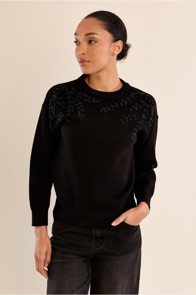 Maglione a girocollo decorato con perle - Molly Bracken