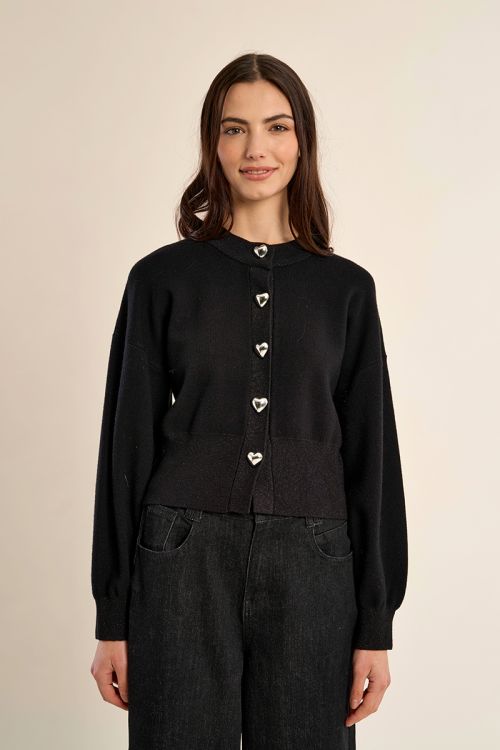 Cardigan, heart-shaped buttons