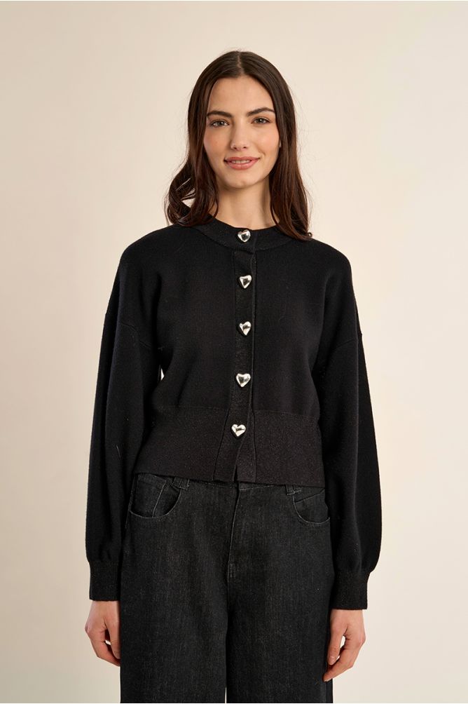 Cardigan, heart-shaped buttons