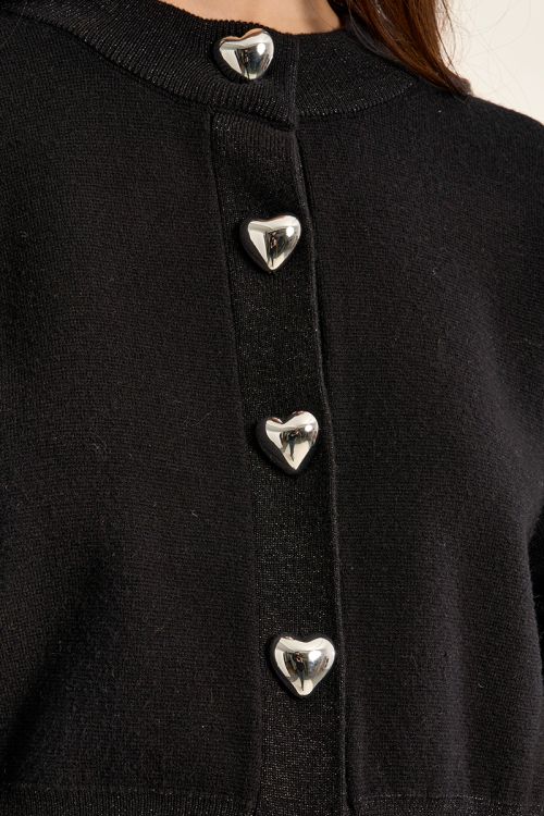 Cardigan, boutons en forme de cœur