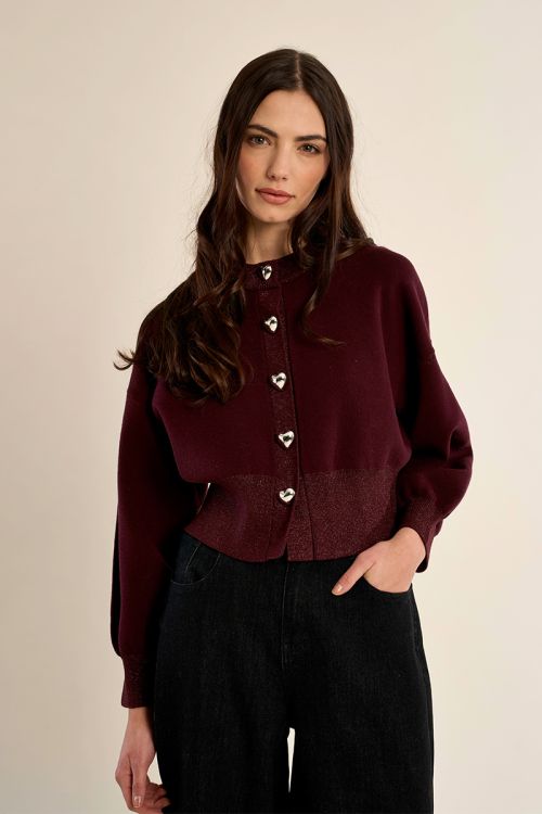 Cardigan, heart-shaped buttons