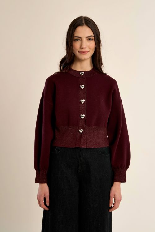 Cardigan, boutons en forme de cœur