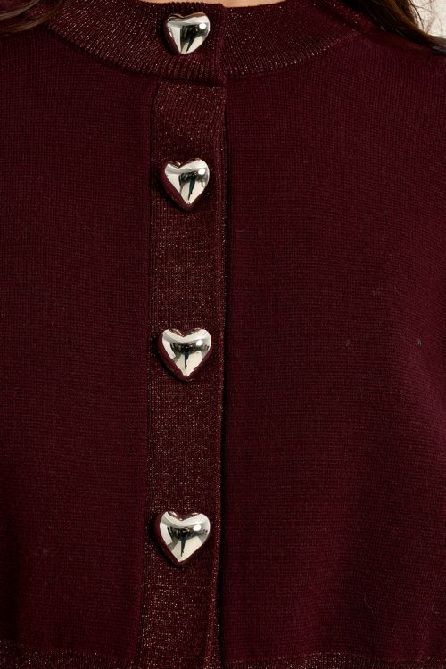 Cardigan, boutons en forme de cœur