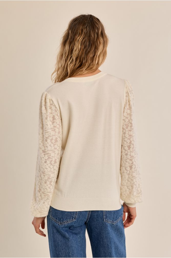 Knitted sweater, fancy sleeves