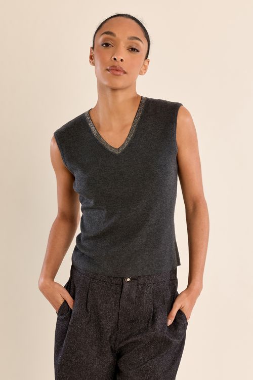 Iridescent V-neck top