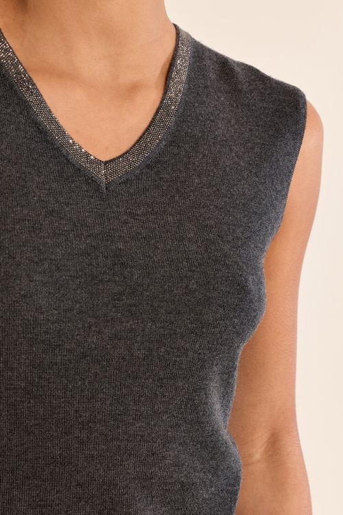 Iridescent V-neck top