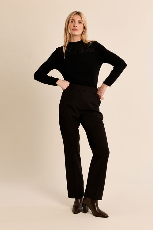 Top manches longues, col en semi-transparence