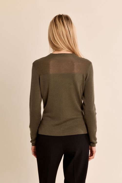 Top manches longues, col en semi-transparence