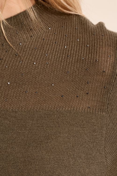Top manches longues, col en semi-transparence