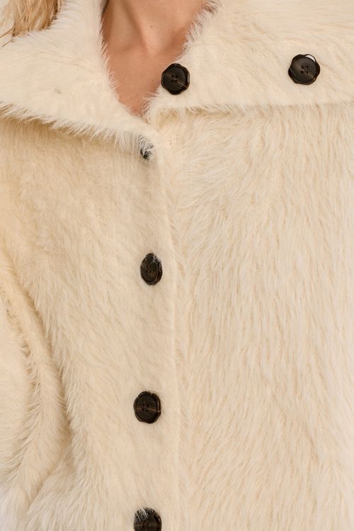 Cardigan en maille duveteuse, col montant