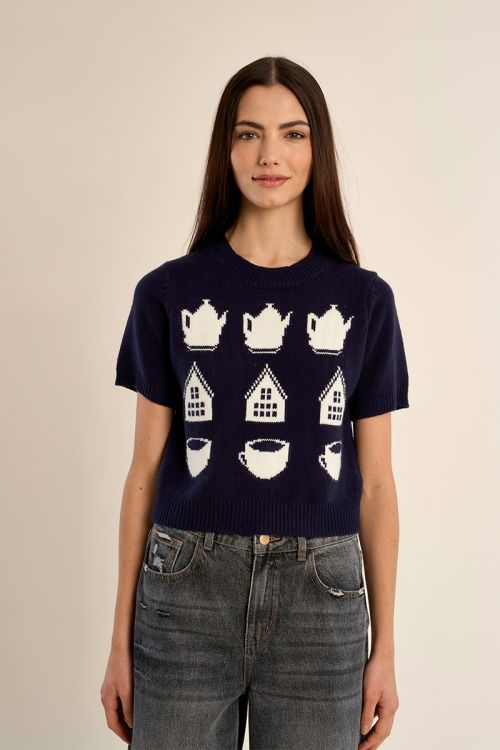 Pull en maille manches courtes