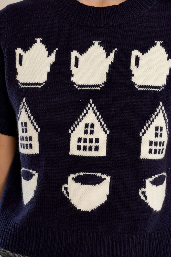 Pull en maille manches courtes