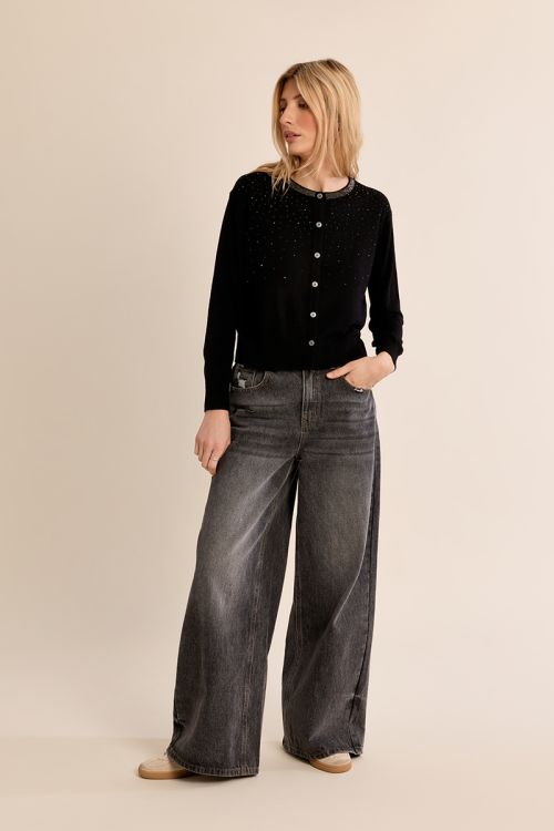 Cardigan studded with rhinestones