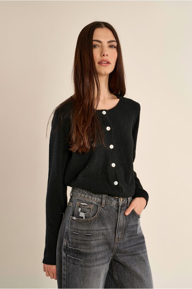 Cardigan en maille col rond