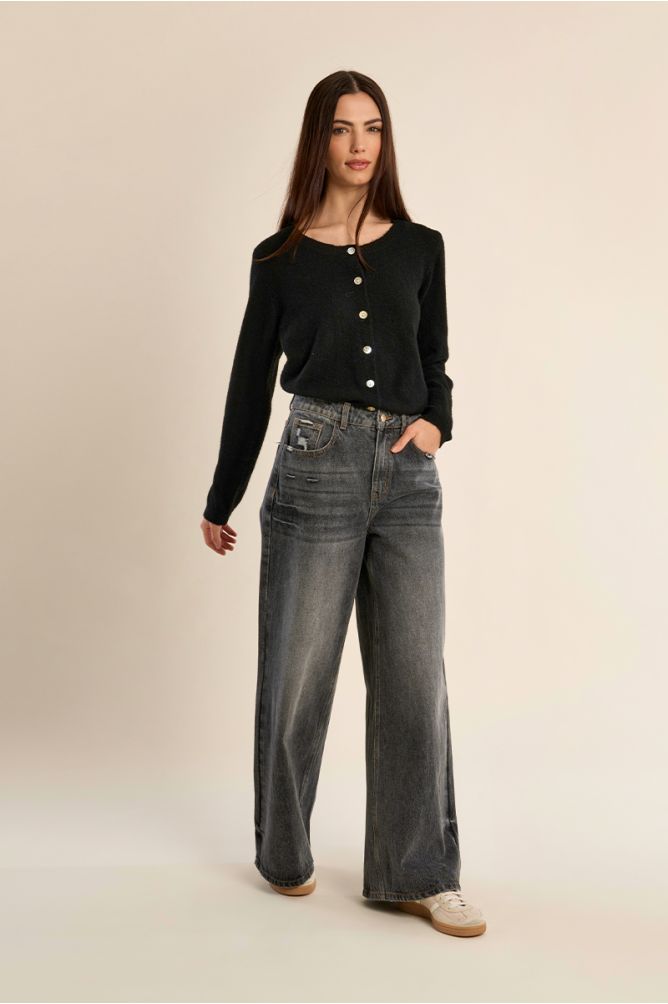 Cardigan en maille col rond