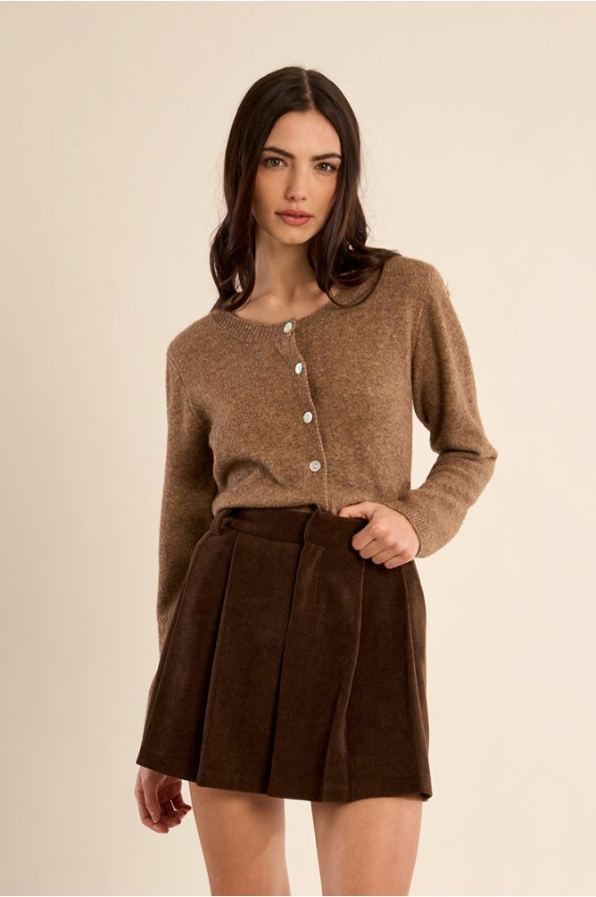 Knitted cardigan with round neck