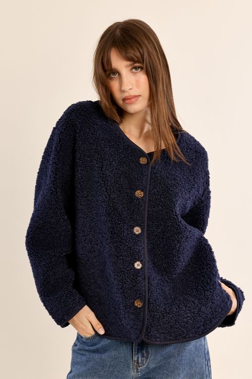 Button-down jacket, imitation sheepskin