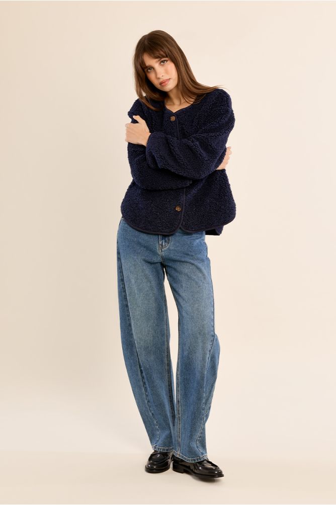 Button-down jacket, imitation sheepskin