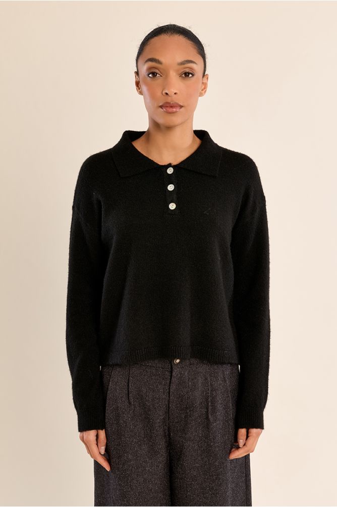 Pull en maille, col chemisier