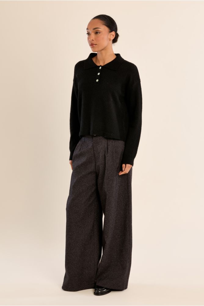Pull en maille, col chemisier