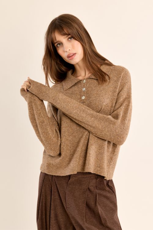Pull en maille, col chemisier