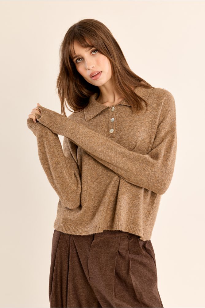 Jersey de manga larga y cuello solapa