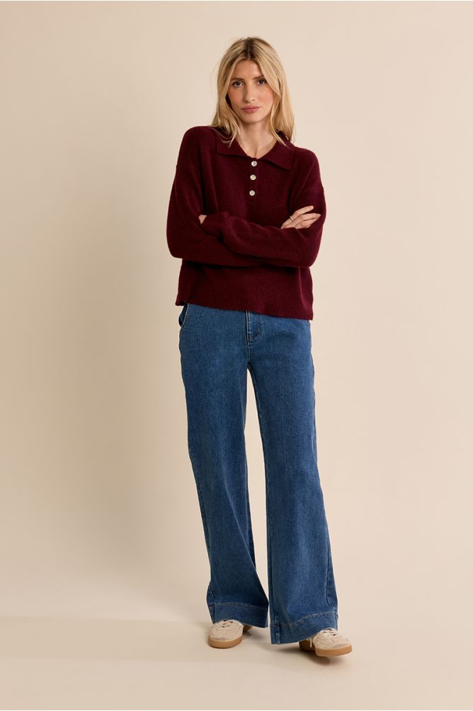 Pull en maille, col chemisier