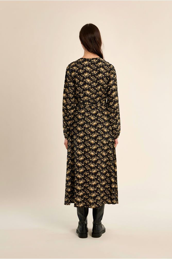 Long floral print wrap dress