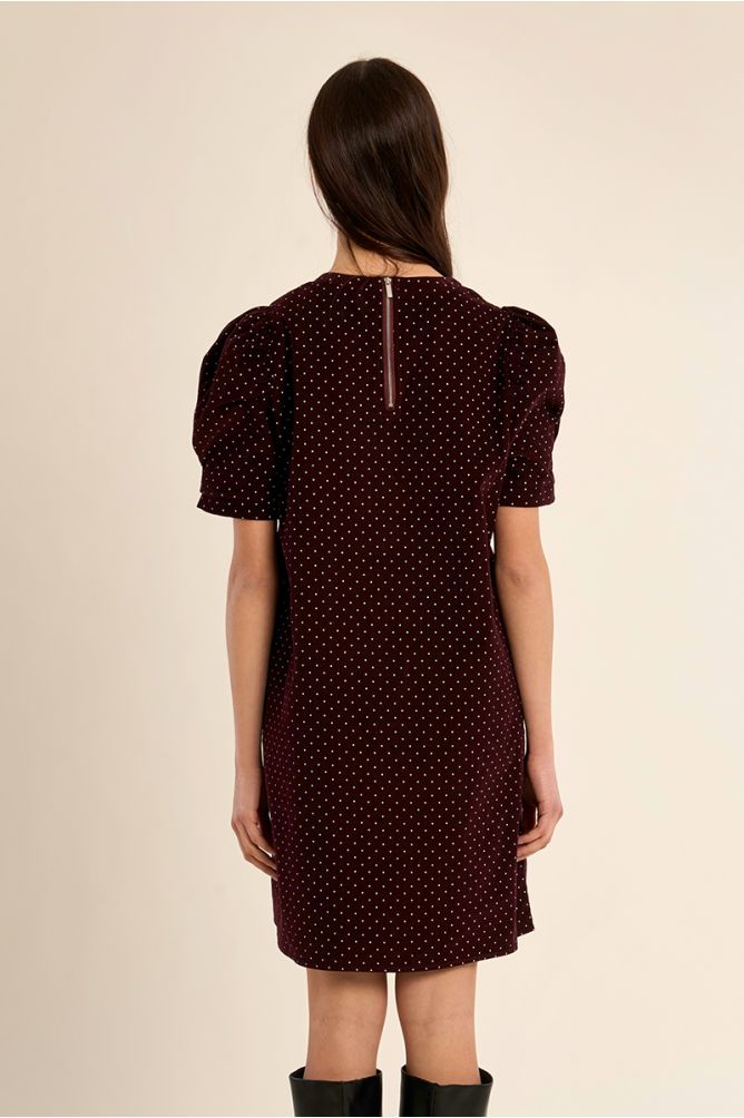 Robe courte à pois manches gigot