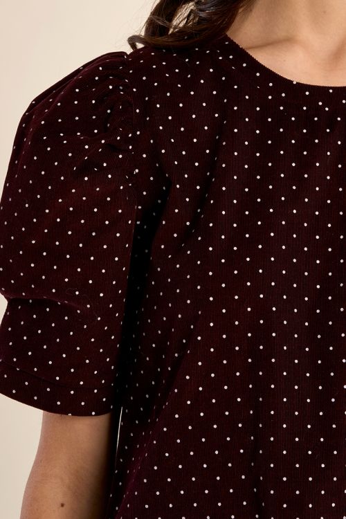 Robe courte à pois manches gigot