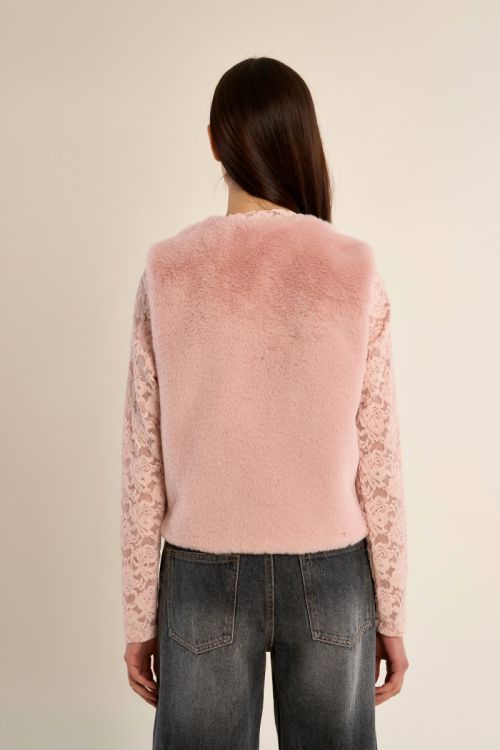 Sleeveless faux fur jacket