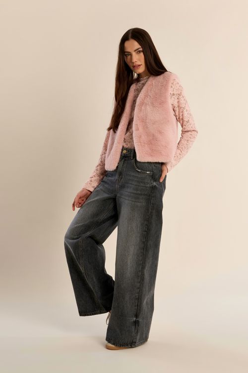 Sleeveless faux fur jacket