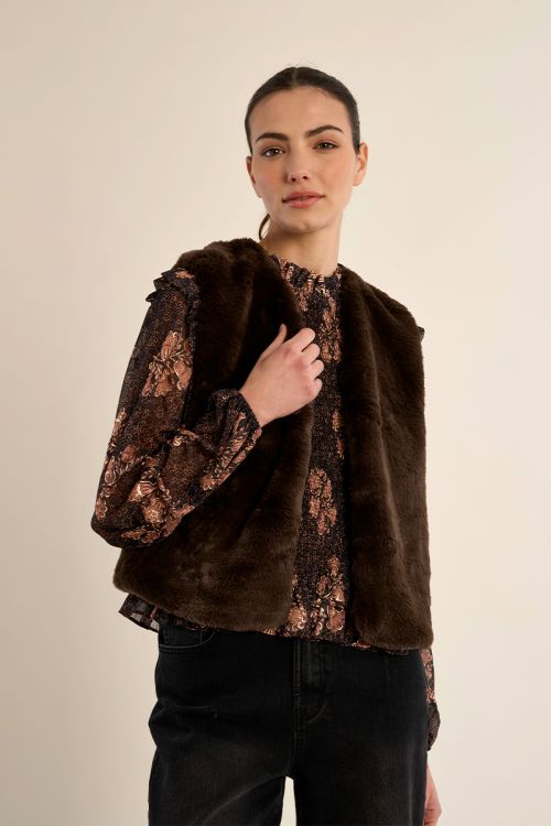 Veste sans manches en fausse fourrure