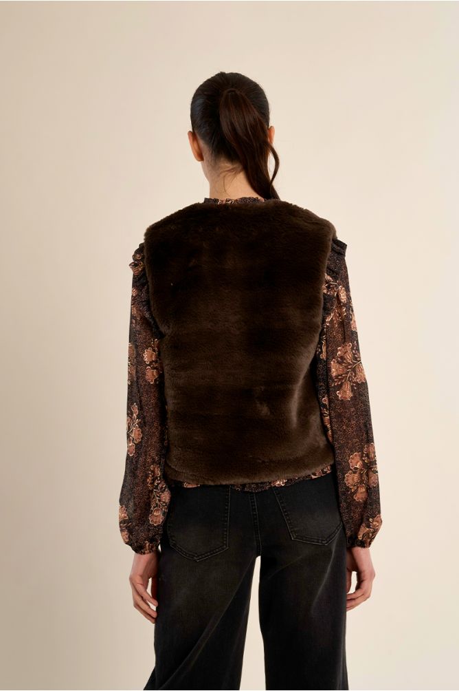 Veste sans manches en fausse fourrure