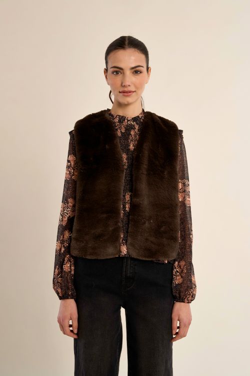 Veste sans manches en fausse fourrure