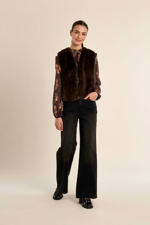 Veste sans manches en fausse fourrure