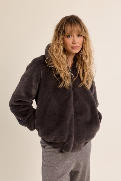 Textured jacket with zip