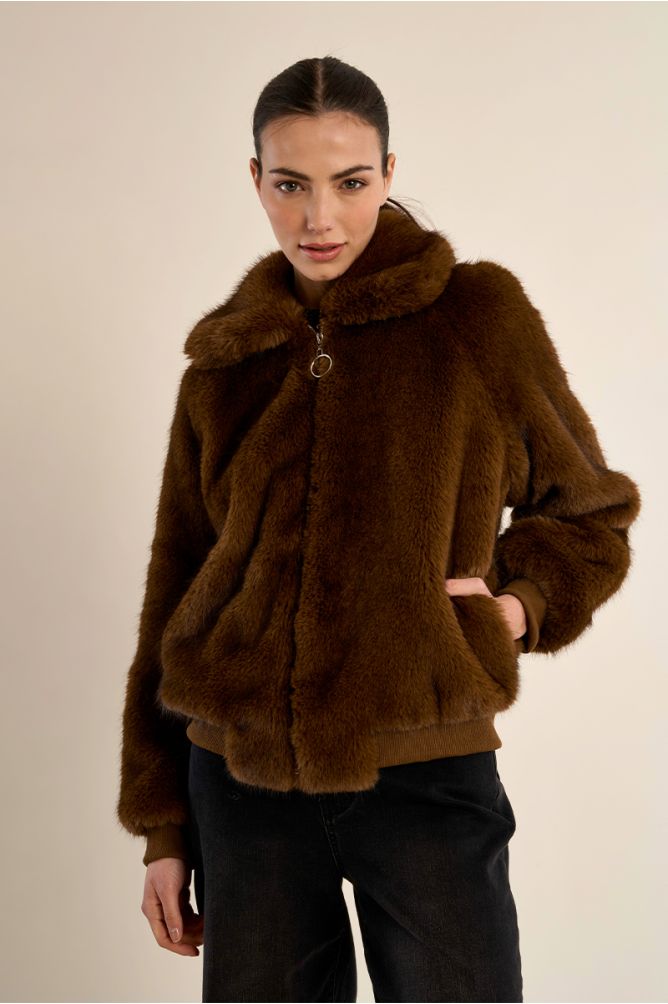 Veste texturée, imitation fourrure