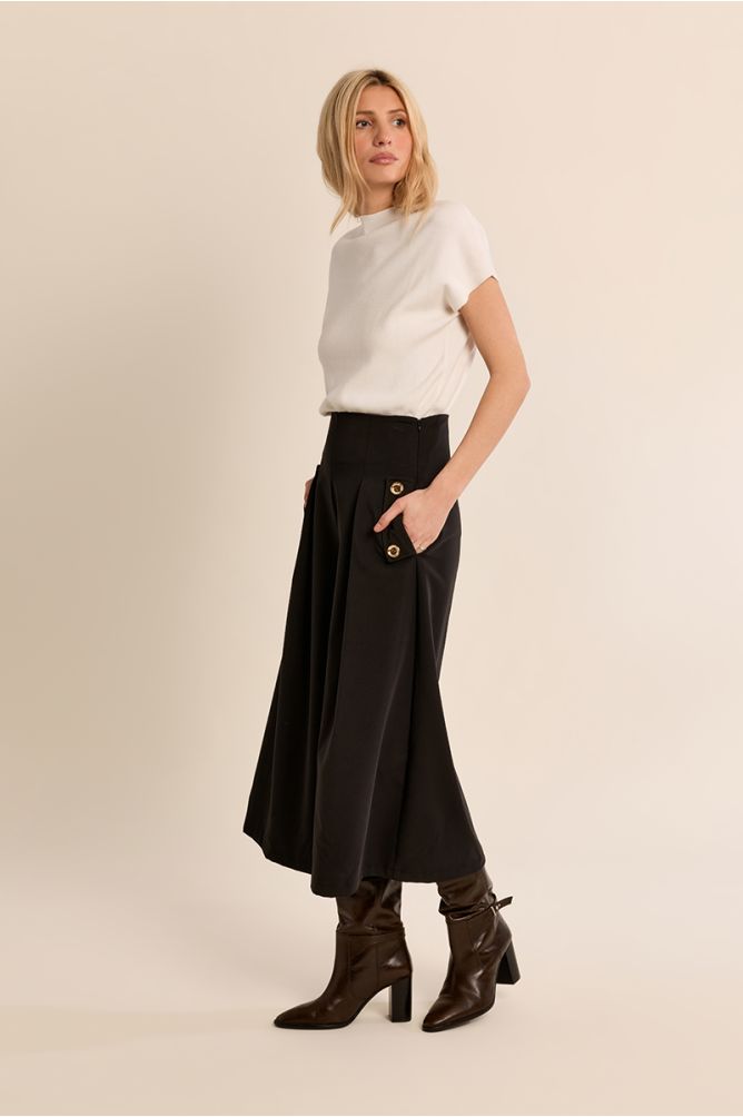 Pantalón midi perneras anchas
