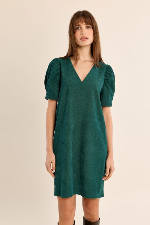 Vestido de manga corta abullonada