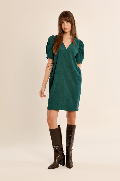Vestido de manga corta abullonada