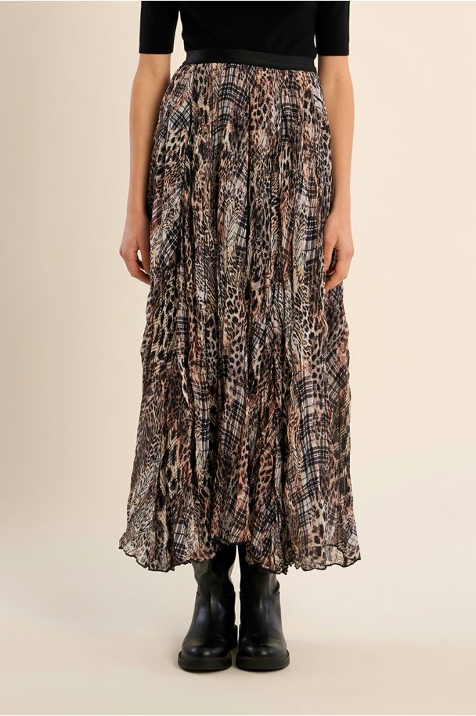 Elasticated skirt in printed voile
