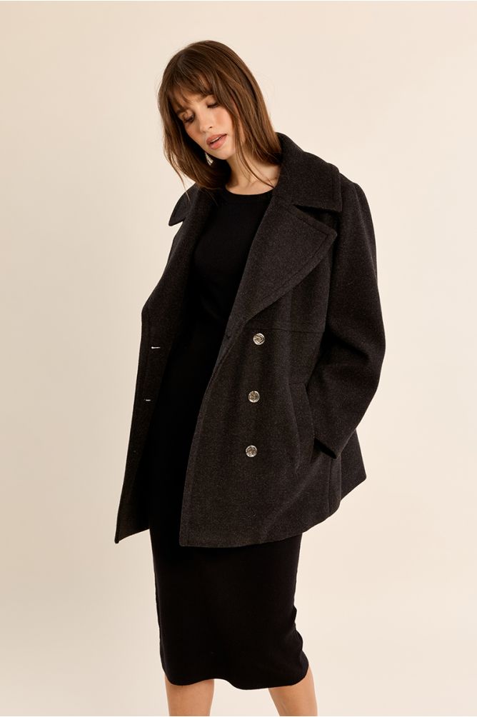 Manteau boutonné au col large