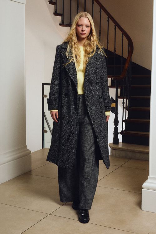 Long manteau à chevrons